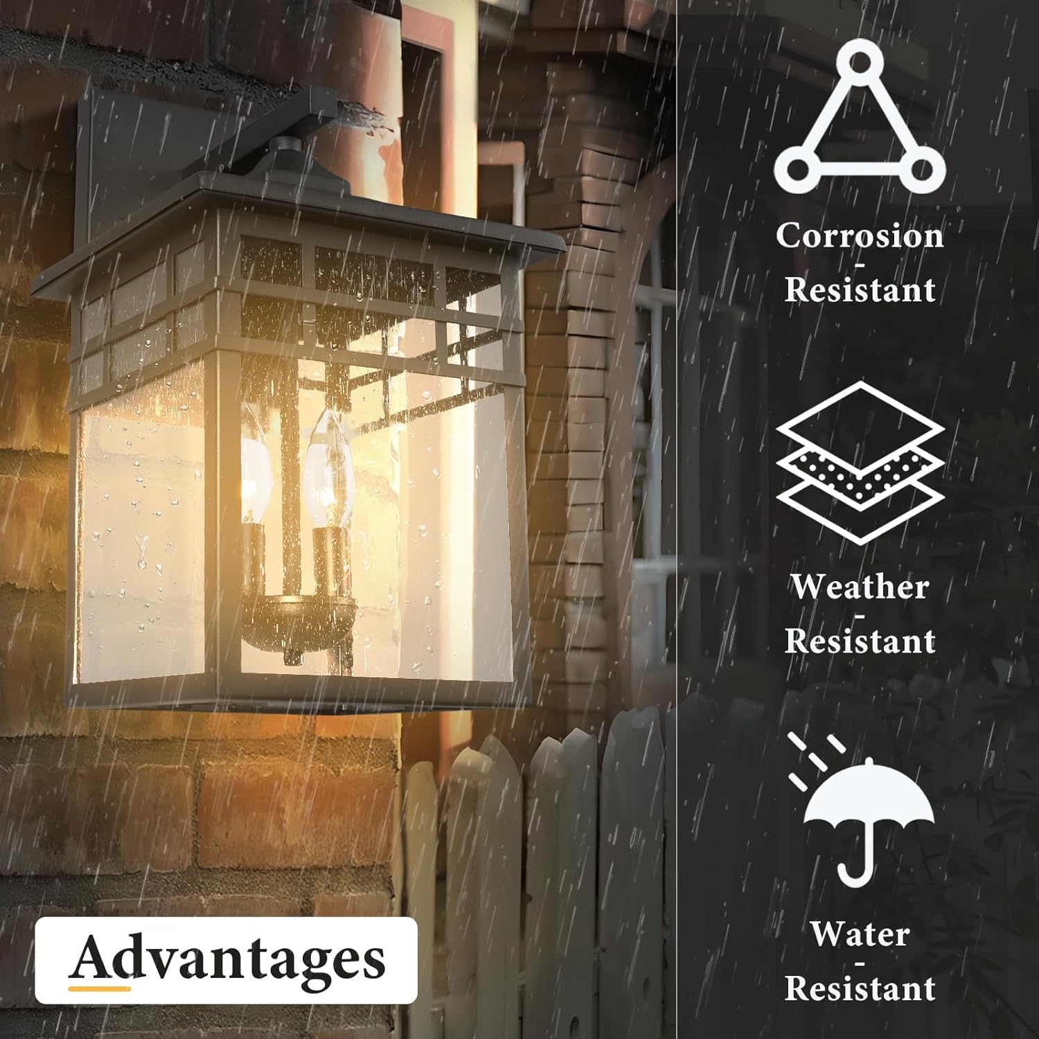 Colonial Outdoor Wall Lantern, Large Black Exterior Light Fixture with Clear Glass for Front Porch, 20 Inch Tall Waterproof Outdoor Wall Sconces Lamp Outside for House, Doorway, Garage, Corridor