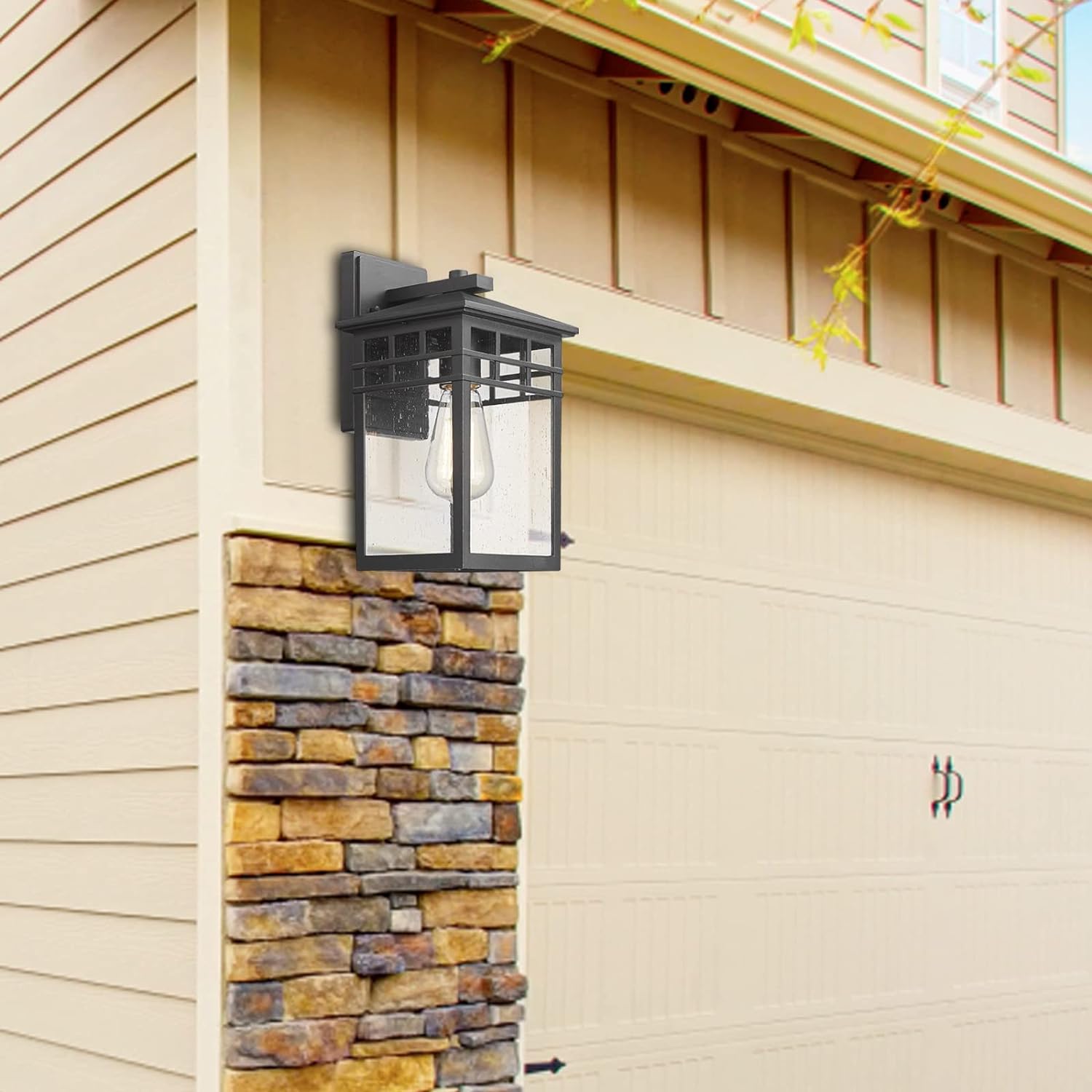 Colonial Outdoor Wall Lantern, Large Black Exterior Light Fixture with Clear Glass for Front Porch, 20 Inch Tall Waterproof Outdoor Wall Sconces Lamp Outside for House, Doorway, Garage, Corridor