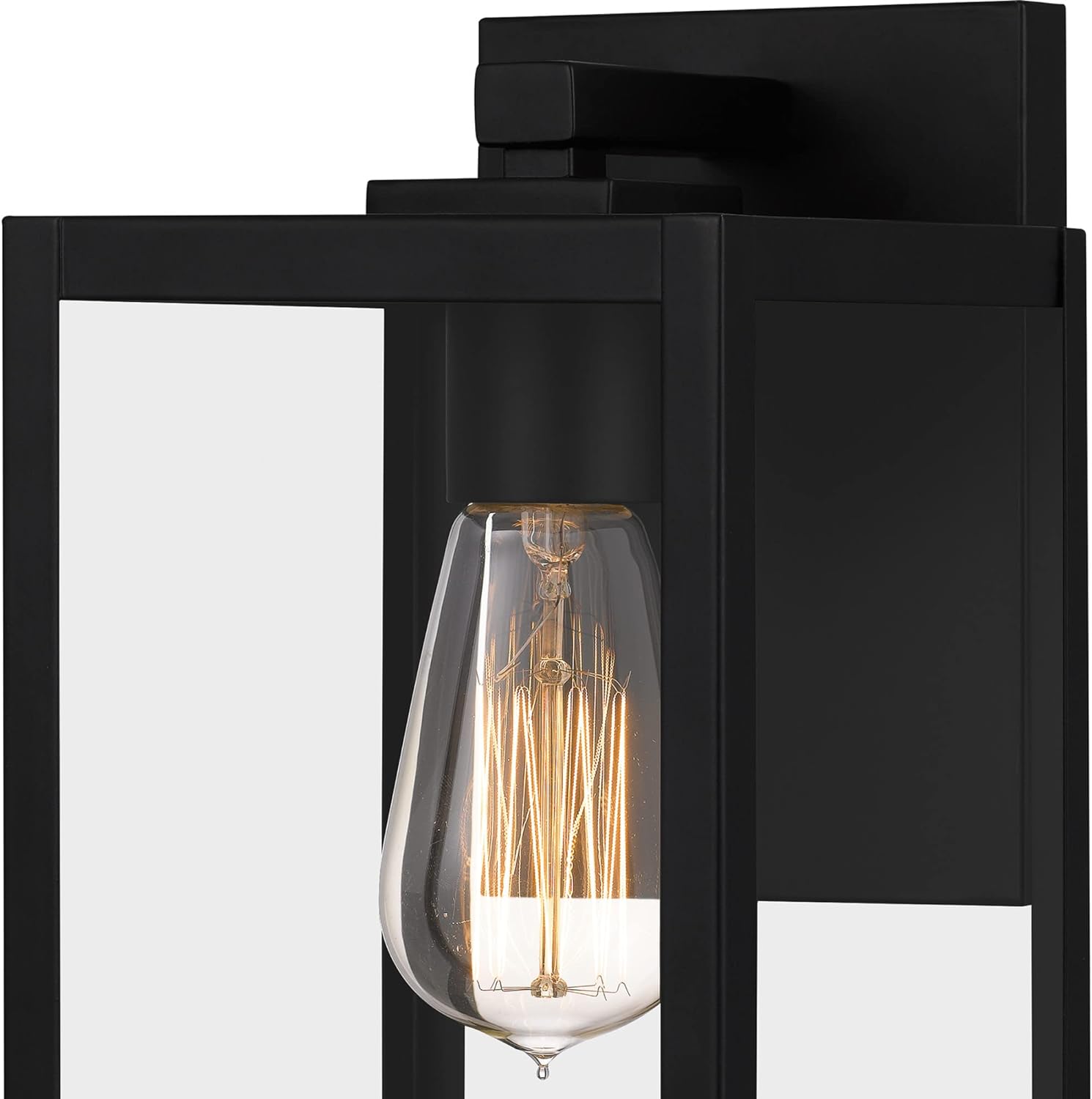 Modern Industrial Clear Beveled Glass Outdoor Wall Lantern, 4-Light 240 Total Watts, 30" H x 9" W, Earth Black