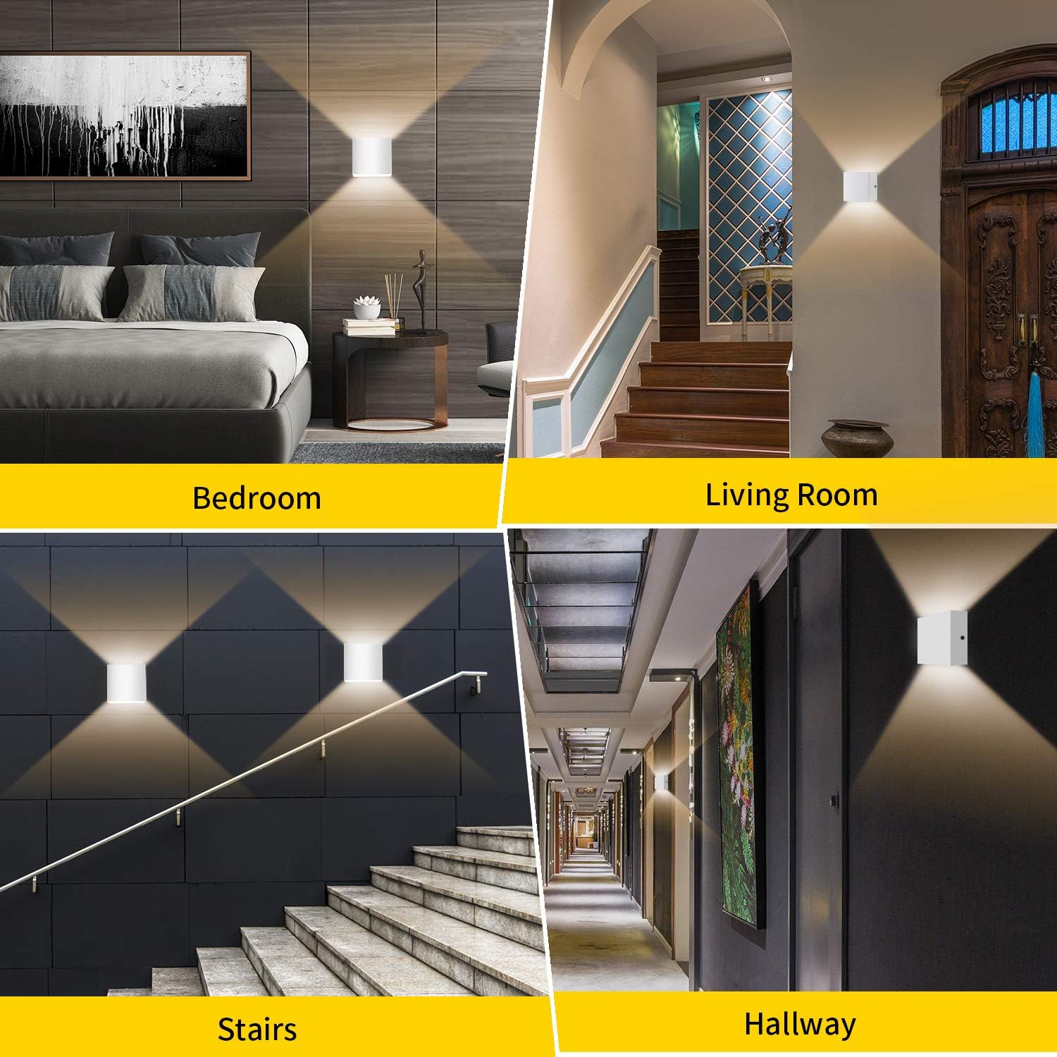 LIGHTESS LED Wall Sconce Hardwired 10W, Set of 2 Modern Wall Lamp Black, Up Down Wall Mount Lights Mini Metal for Living Room Bedroom Hallway Decor, Warm White, O1185TP
