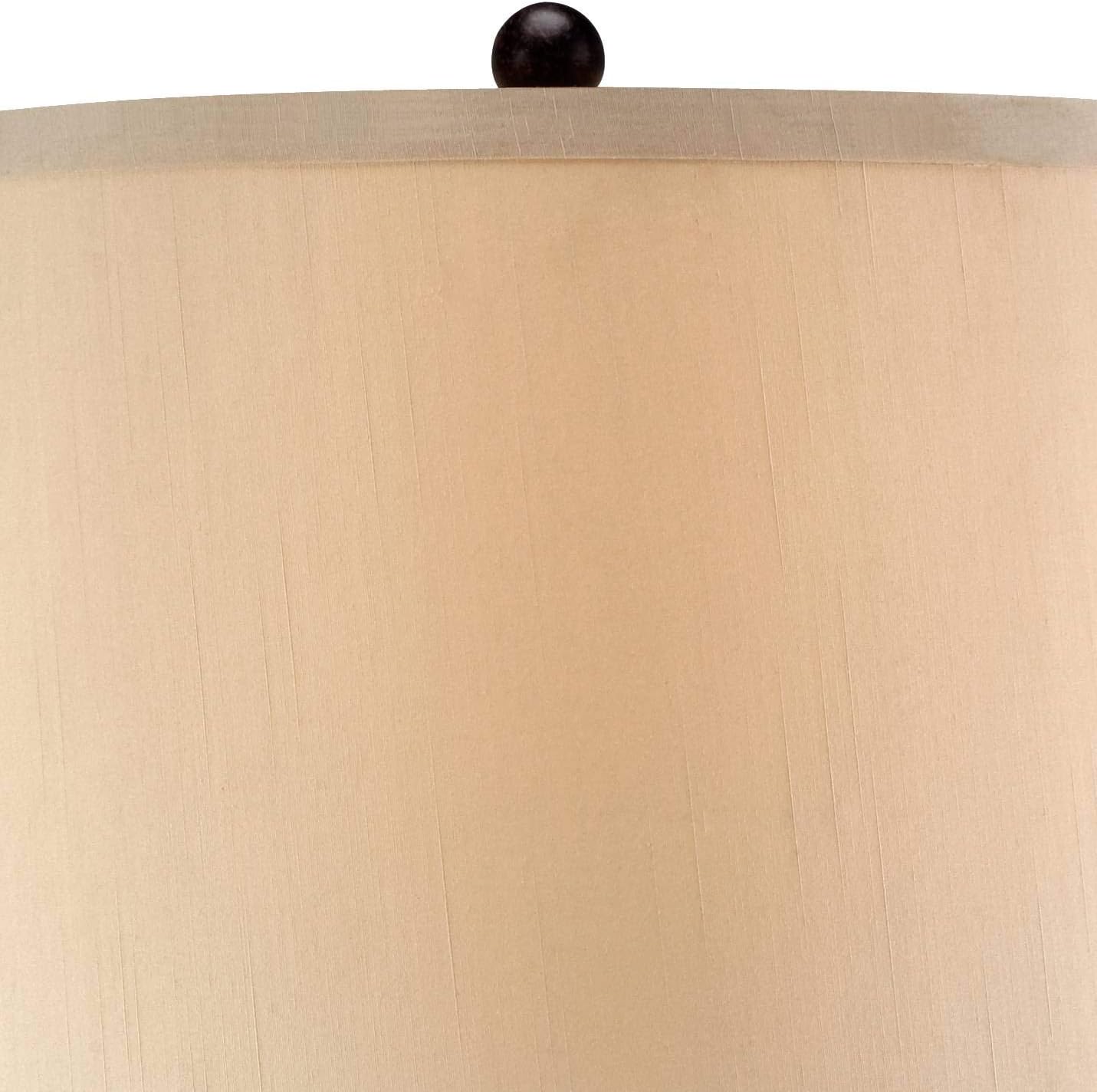 Mission Cage Table Lamps 33" Tall Set of 2 with Nightlight Lantern Brushed Iron Brown Beige Fabric Shade for Living Room Bedroom House Bedside Nightstand Home Office Entryway