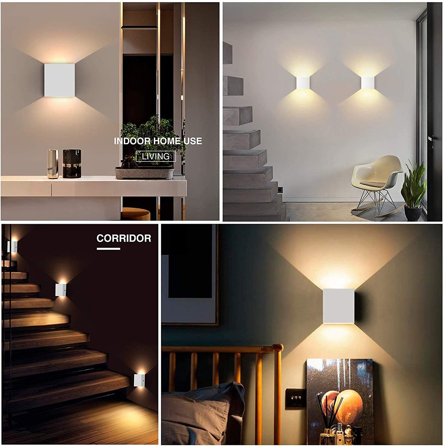 LIGHTESS LED Wall Sconce Hardwired 10W, Set of 2 Modern Wall Lamp Black, Up Down Wall Mount Lights Mini Metal for Living Room Bedroom Hallway Decor, Warm White, O1185TP