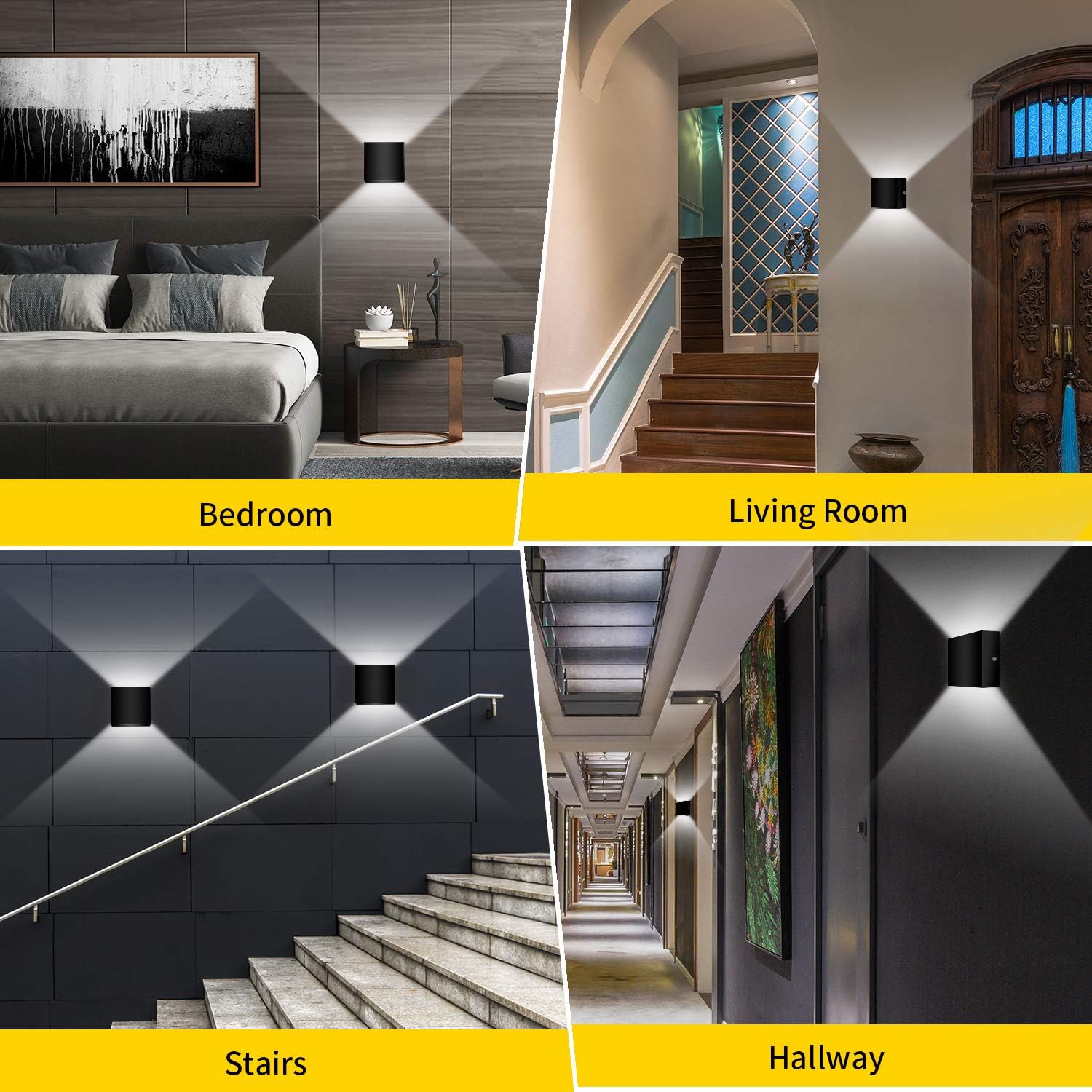 LIGHTESS LED Wall Sconce Hardwired 10W, Set of 2 Modern Wall Lamp Black, Up Down Wall Mount Lights Mini Metal for Living Room Bedroom Hallway Decor, Warm White, O1185TP