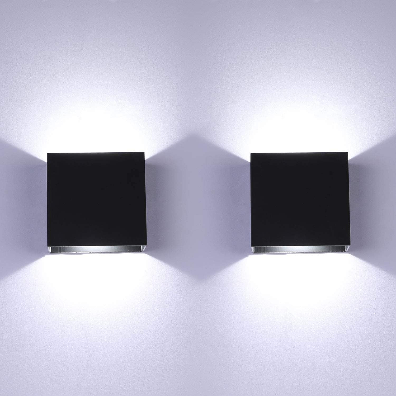LIGHTESS LED Wall Sconce Hardwired 10W, Set of 2 Modern Wall Lamp Black, Up Down Wall Mount Lights Mini Metal for Living Room Bedroom Hallway Decor, Warm White, O1185TP