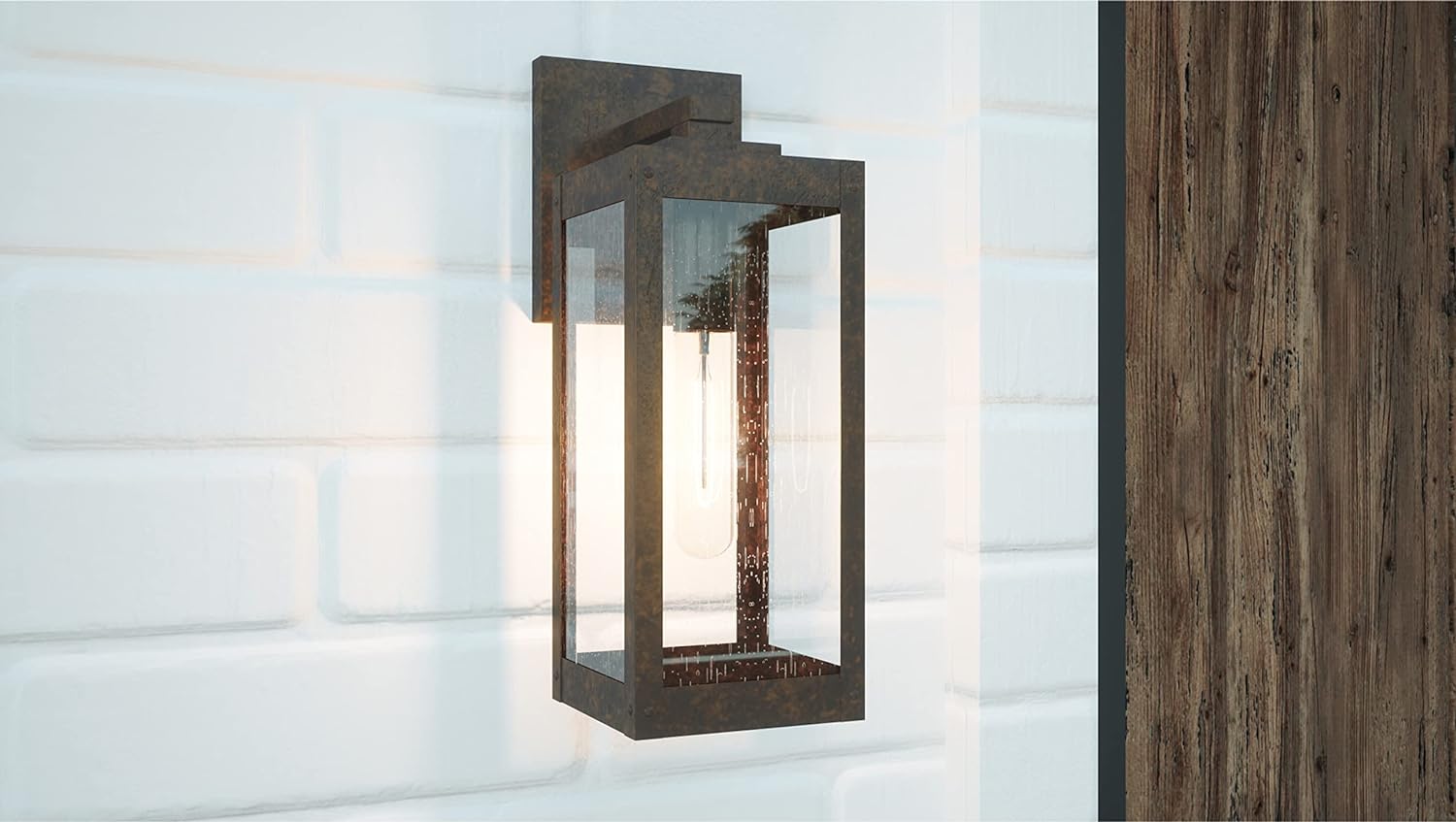 Modern Industrial Clear Beveled Glass Outdoor Wall Lantern, 4-Light 240 Total Watts, 30" H x 9" W, Earth Black