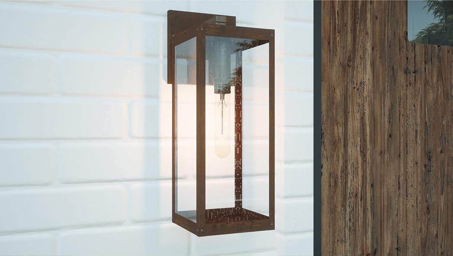 Modern Industrial Clear Beveled Glass Outdoor Wall Lantern, 4-Light 240 Total Watts, 30" H x 9" W, Earth Black