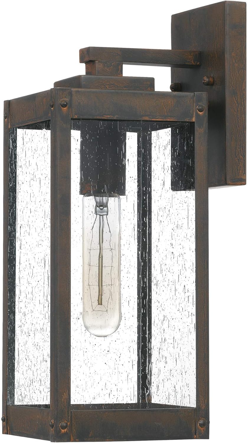 Modern Industrial Clear Beveled Glass Outdoor Wall Lantern, 4-Light 240 Total Watts, 30" H x 9" W, Earth Black