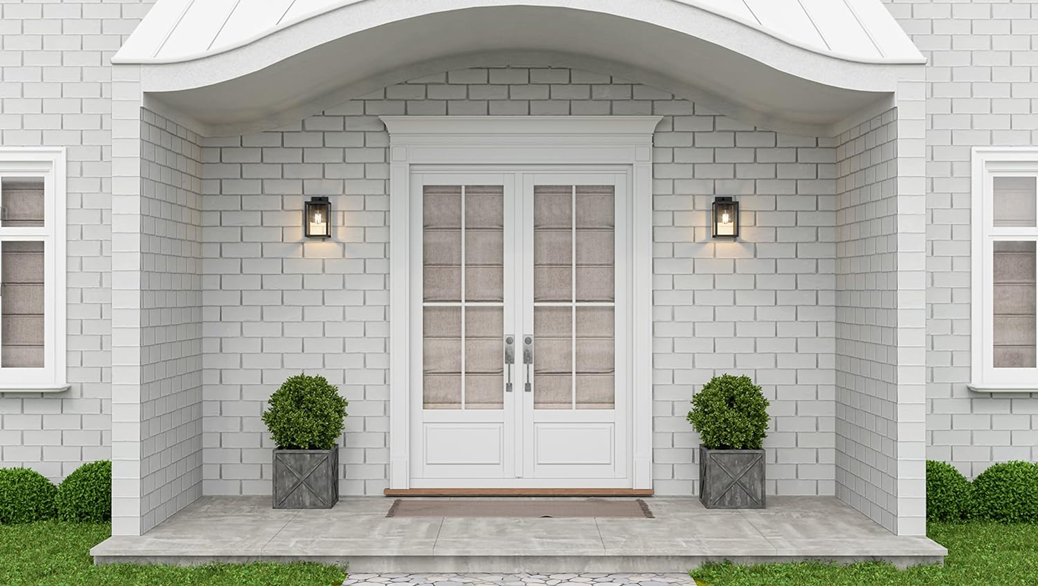 Modern Industrial Clear Beveled Glass Outdoor Wall Lantern, 4-Light 240 Total Watts, 30" H x 9" W, Earth Black
