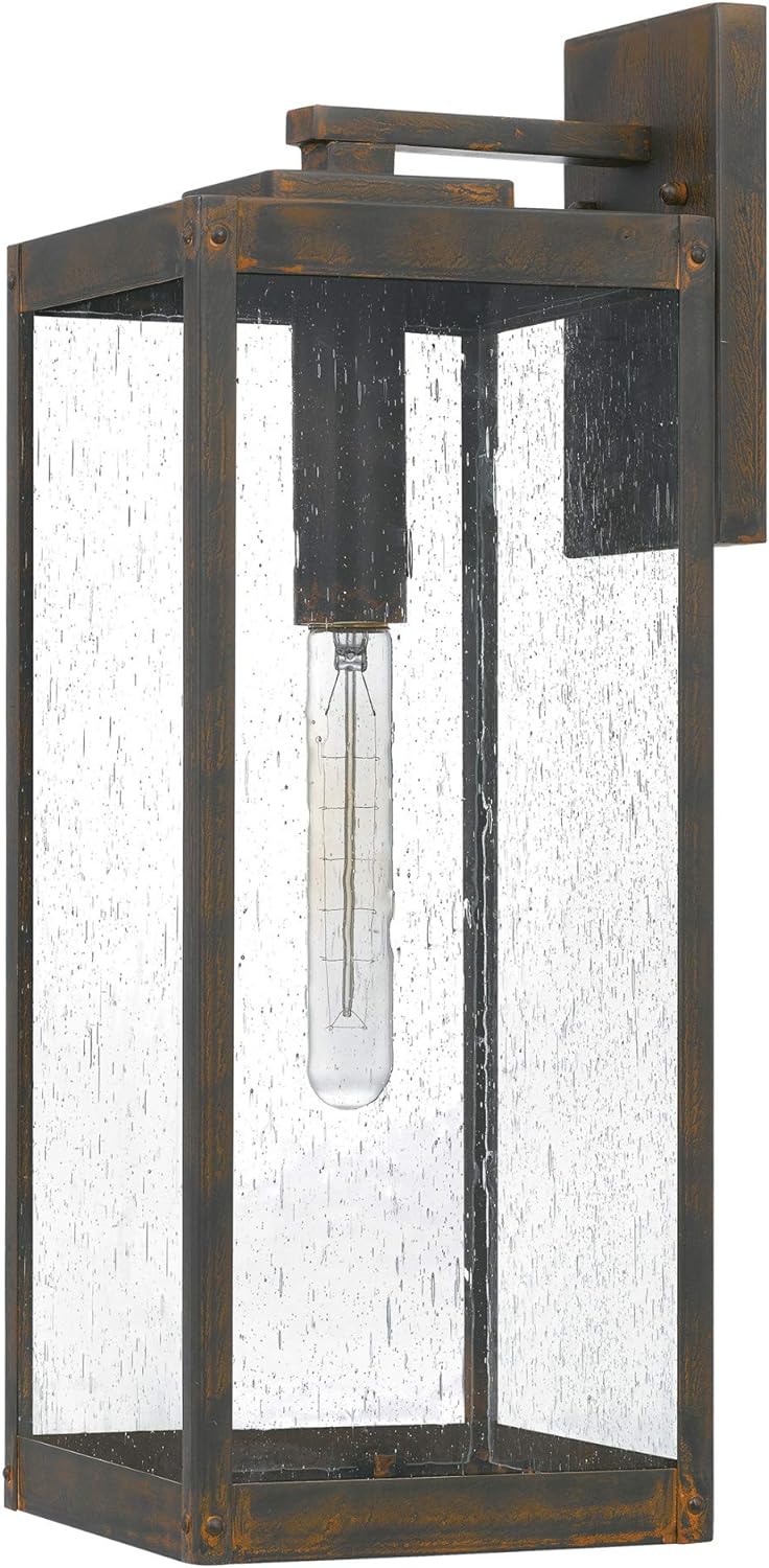 Modern Industrial Clear Beveled Glass Outdoor Wall Lantern, 4-Light 240 Total Watts, 30" H x 9" W, Earth Black